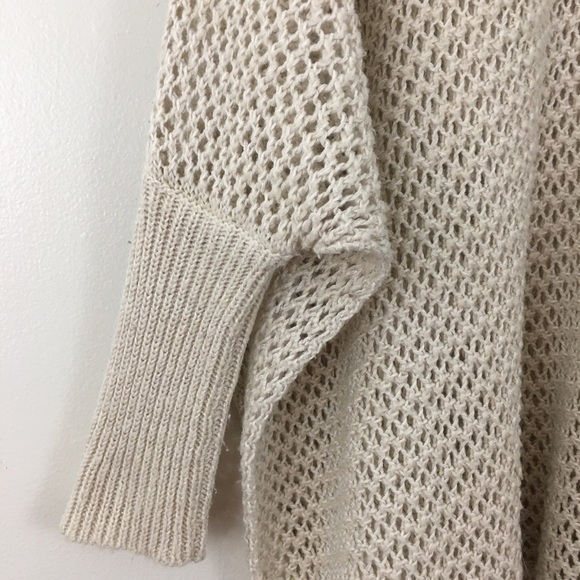 Aeropostale Beige Cream Open Knit Crew Neck Oversized Batwing Sweater Size M/L - Picture 4 of 8